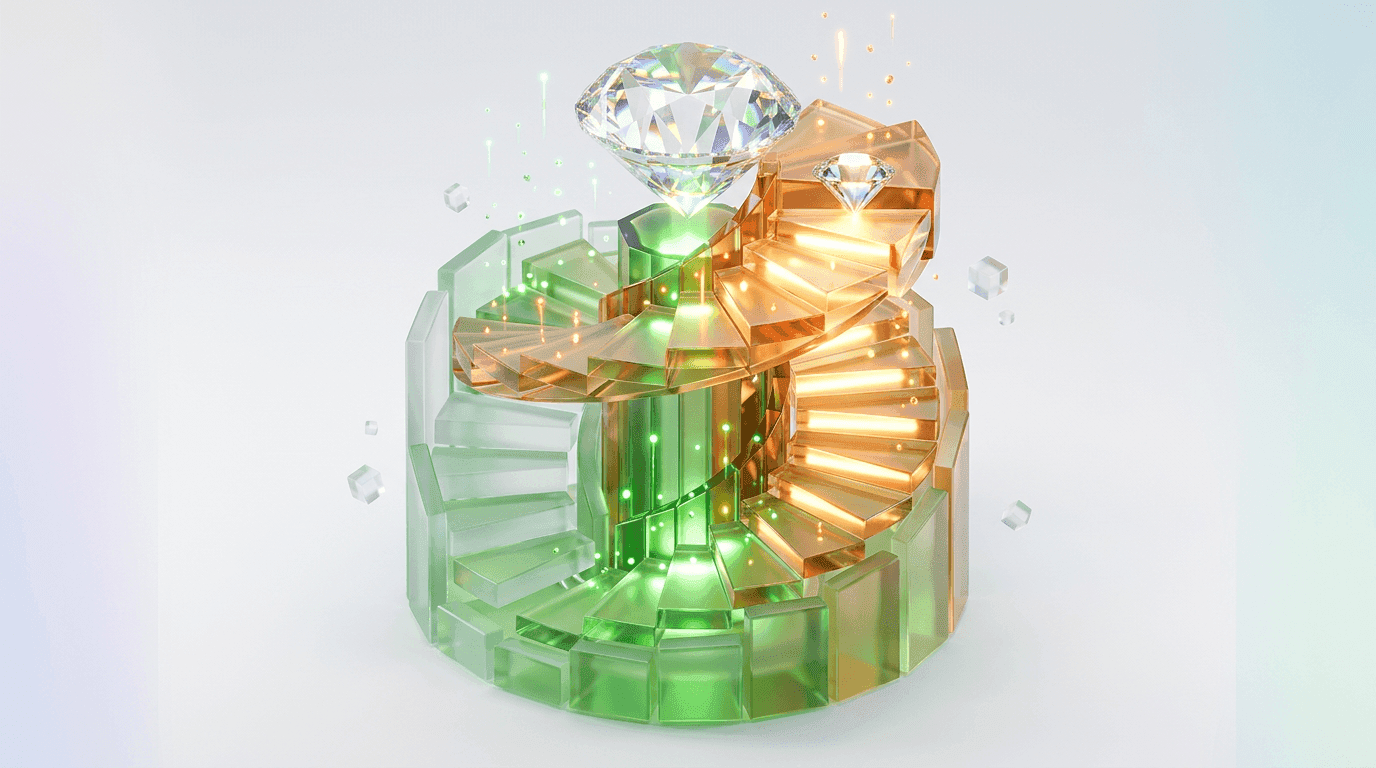 Improves - glassmorphism ascending crystal staircase